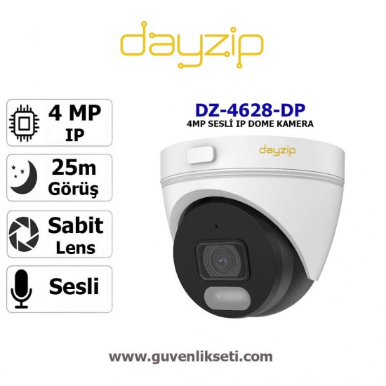 Dayzip DZ-4628-DP 4MP sesli IP dome iç mekân güvenlik kamerası